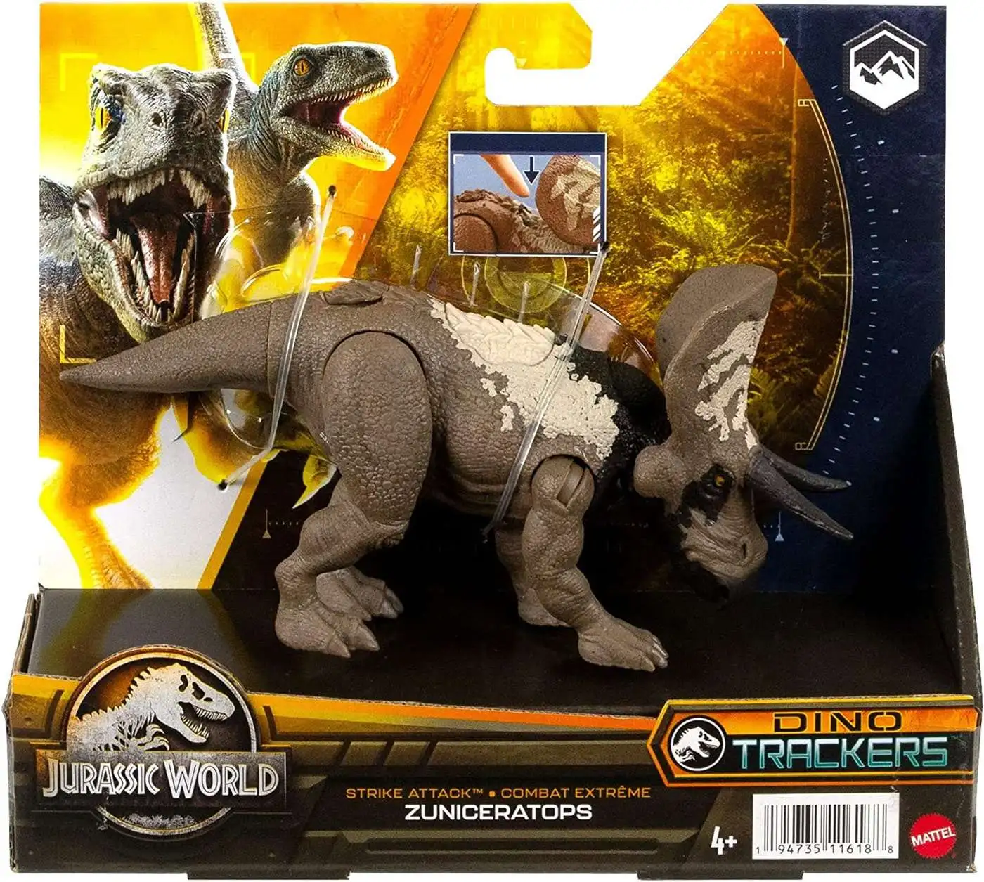 porselein Stadion Megalopolis Jurassic World Dino Trackers Zuniceratops Action Figure Strike Attack  Mattel - ToyWiz