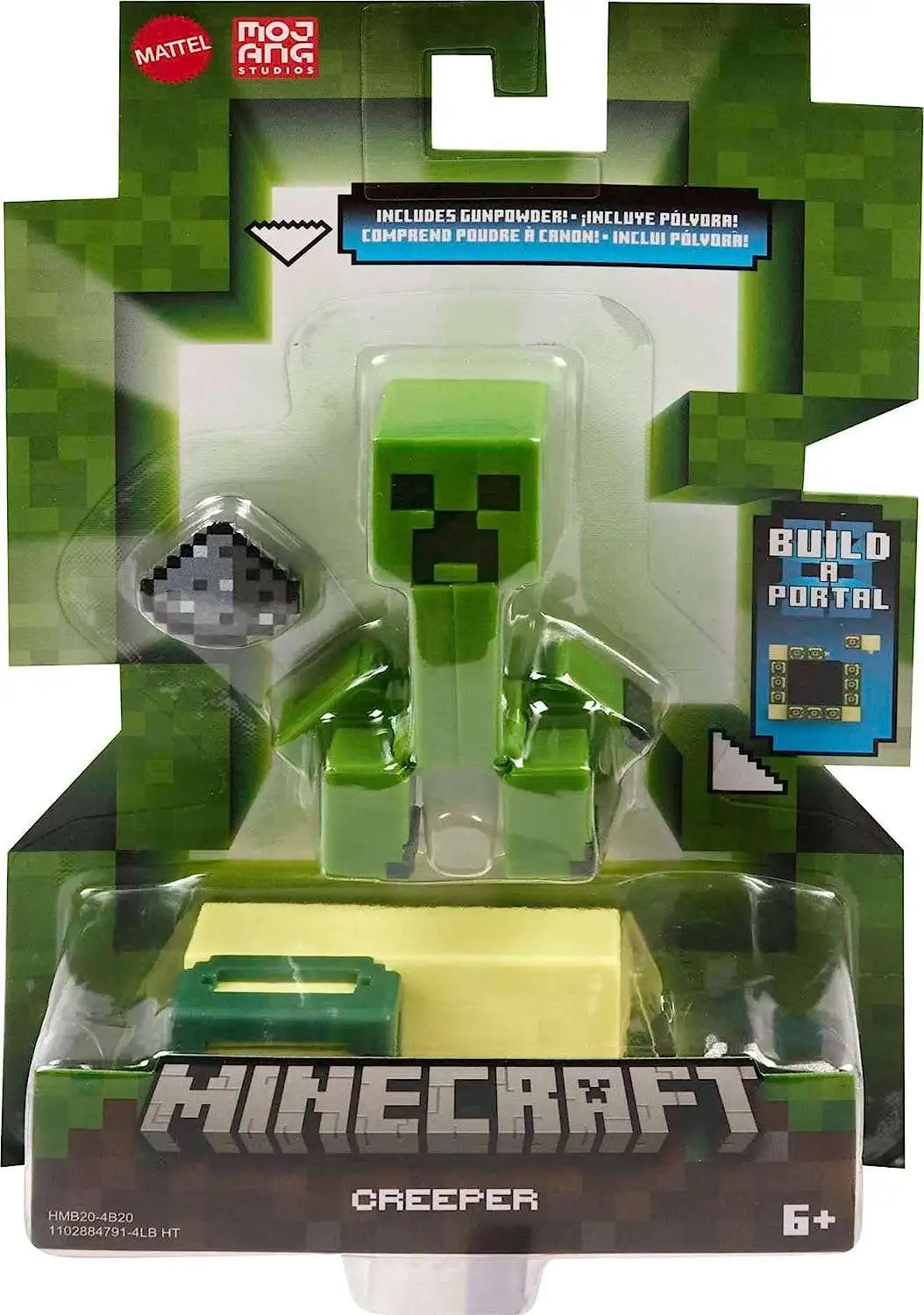 Minecraft Creeper Action Figure 3.25 In With 1 Build A Portal Piece & 1  Accessory Green