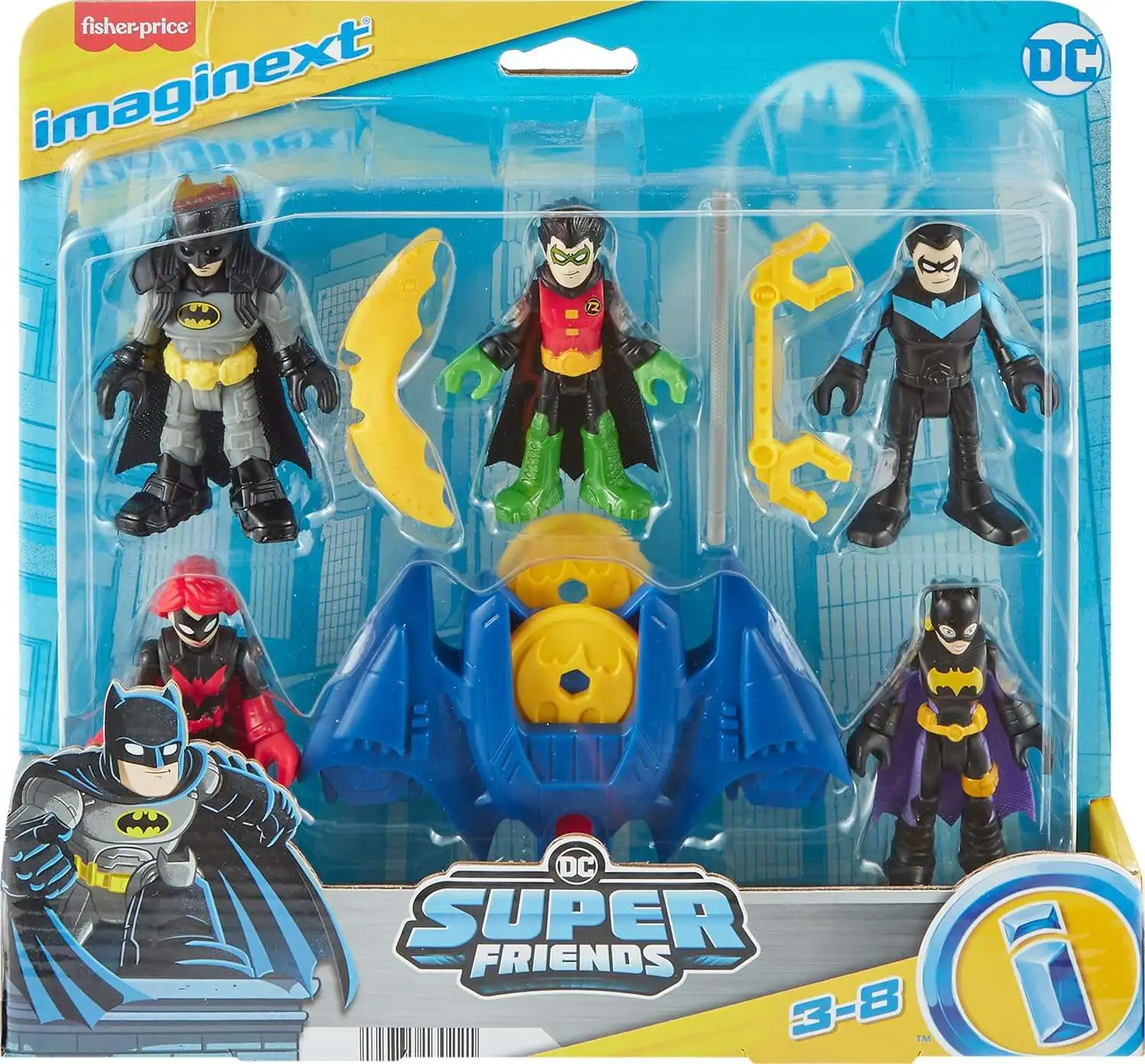 Fisher Price DC Super Friends Imaginext Batman Family 3-Inch Figure 5-Pack