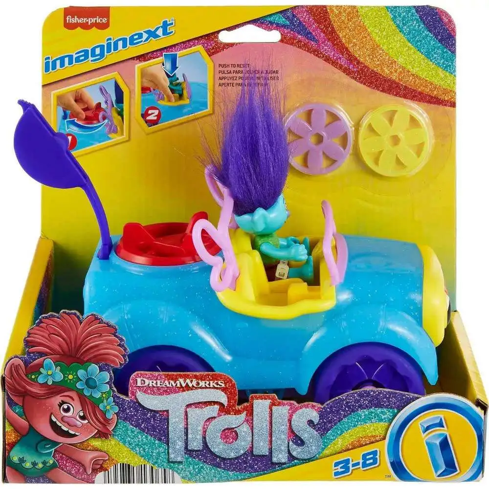 Fisher Price Trolls Imaginext Branch's Buggy Figure Set