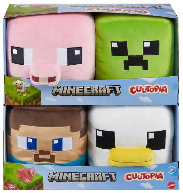 Minecraft Cuutopia Steve, Creeper, Chicken & Pig 10-Inch Plush