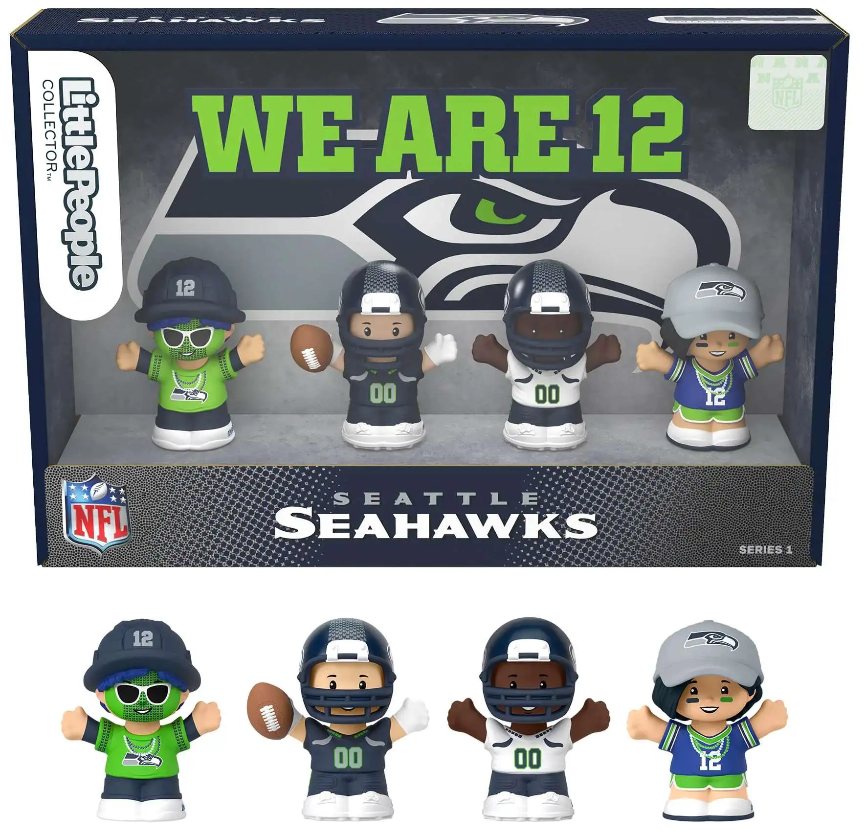 Fisher Price Little People x NFL Collector Series Seattle Seahawks Figure 4-Pack [We Are 12]