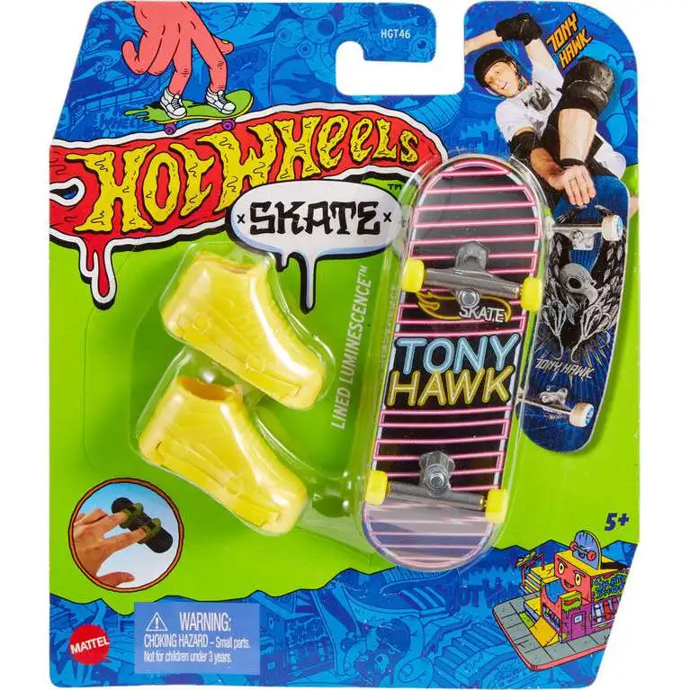 Hot Wheels Skate Tony Hawk Lined Luminescence Mini Skateboard