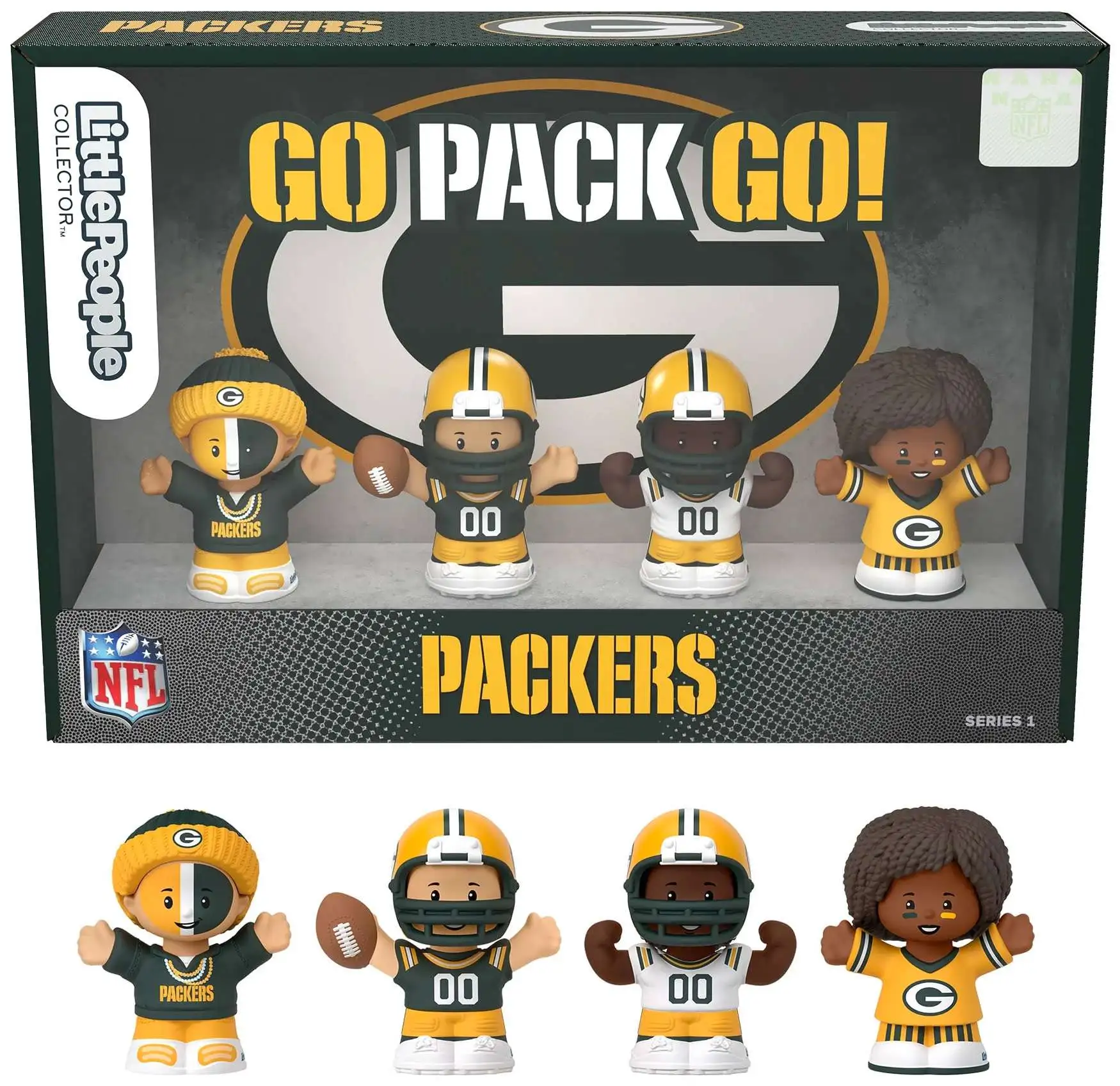 Fisher Price Little People x NFL Collector Green Bay Packers Figure 4-Pack