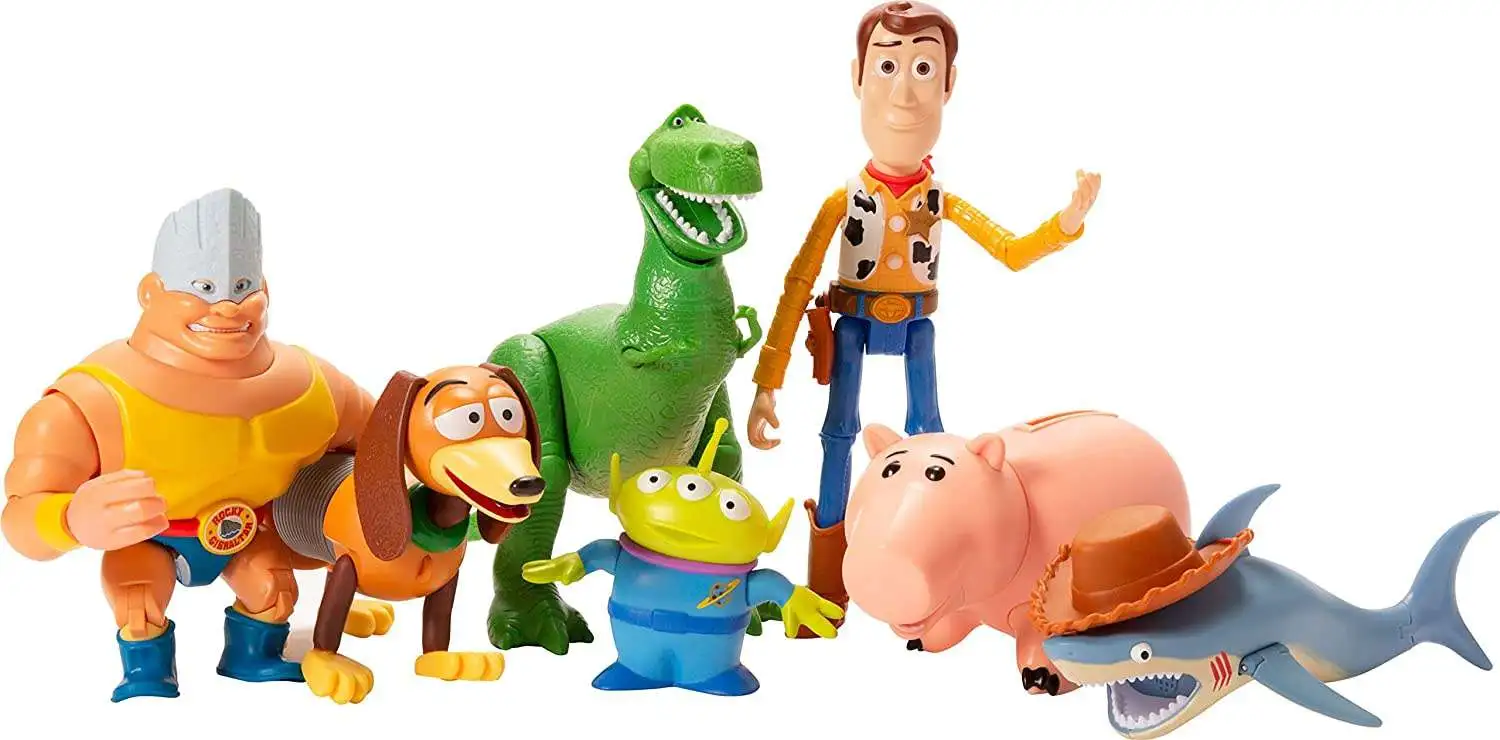 Disney / Pixar Toy Story Disney 100 Woody, Slinky, Rex, Hamm, Alien, Rocky  & Shark Action Figure Set