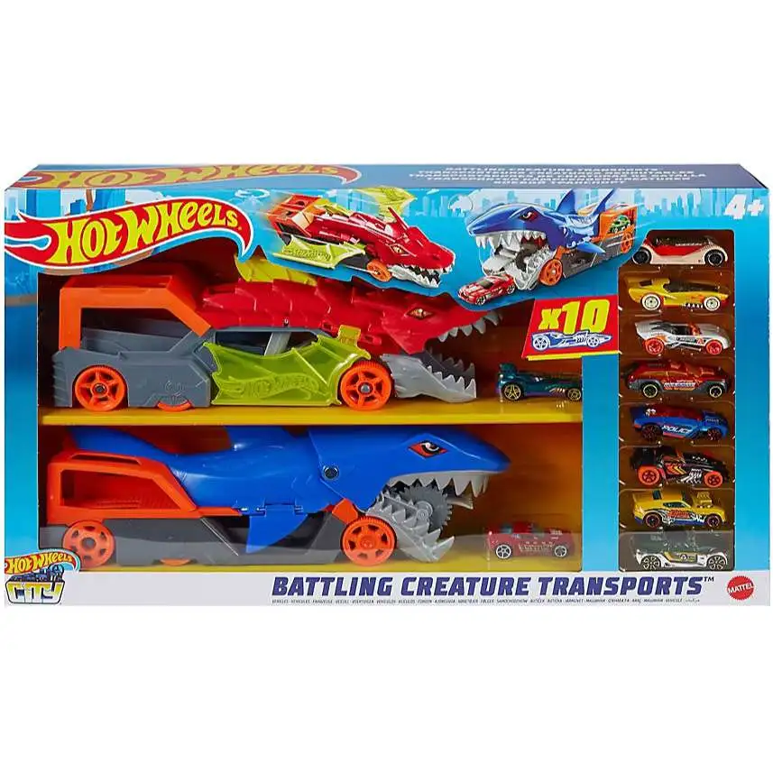 Hot Wheels City Battling Creature Transports Exclusive 164 Diecast Car Playset Mattel ToyWiz