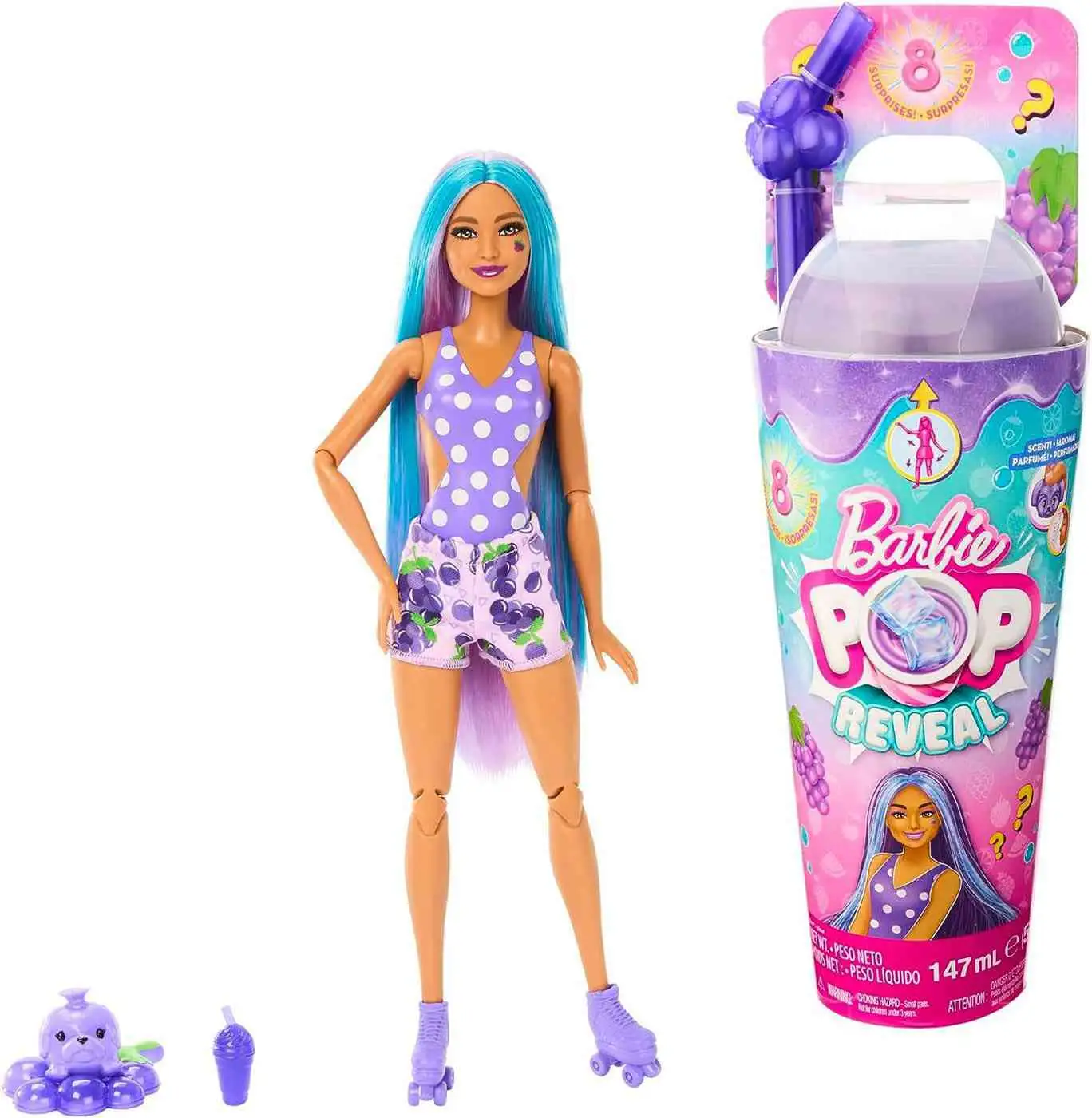 Barbie POP Reveal Fruit Series Grape Fizz Doll Damaged Package