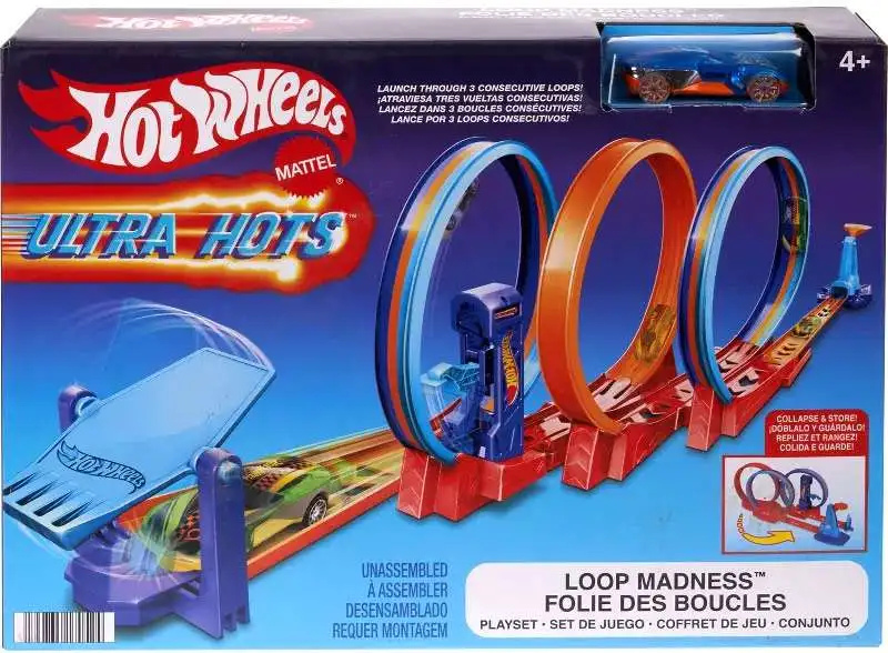 Hot Wheels Action Energy Track Double Power Loops Track Set 3 Cars