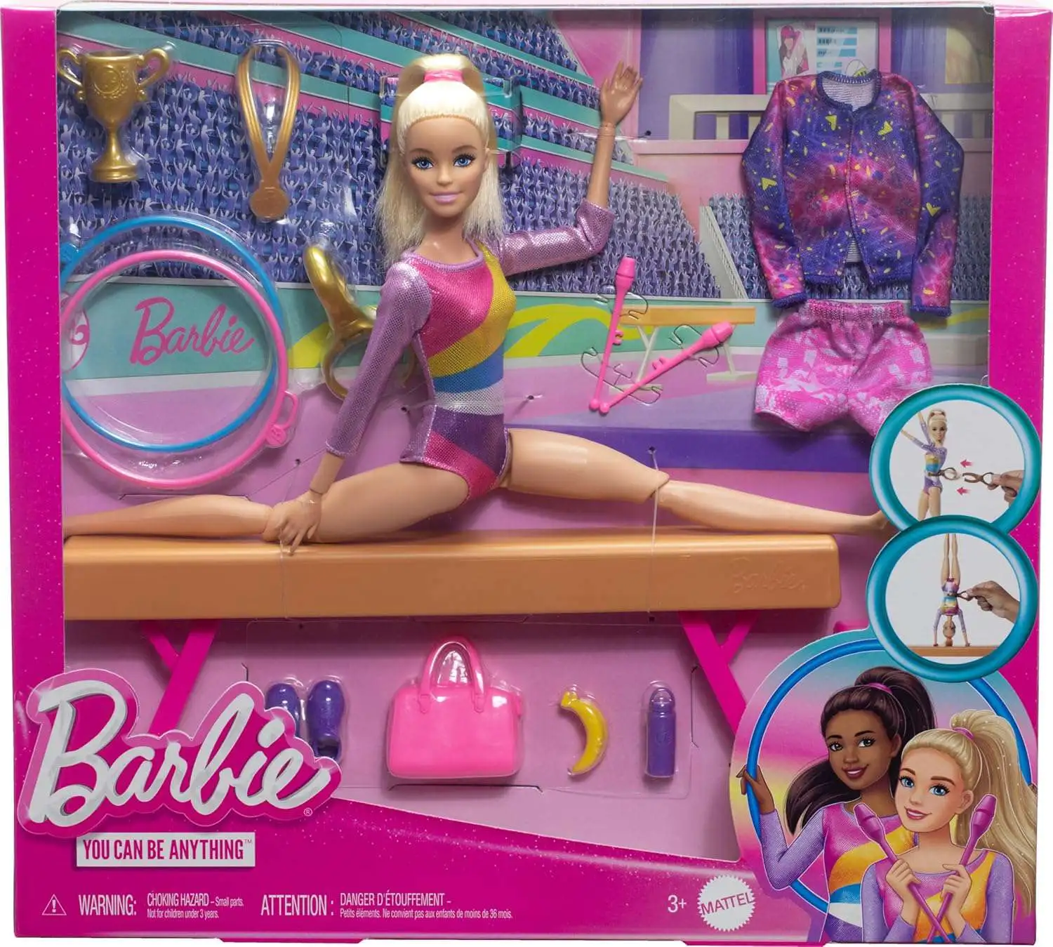 Barbie Made to Move You Can Be Anything Gymnast 13.25-Inch Doll Playset [Blonde]
