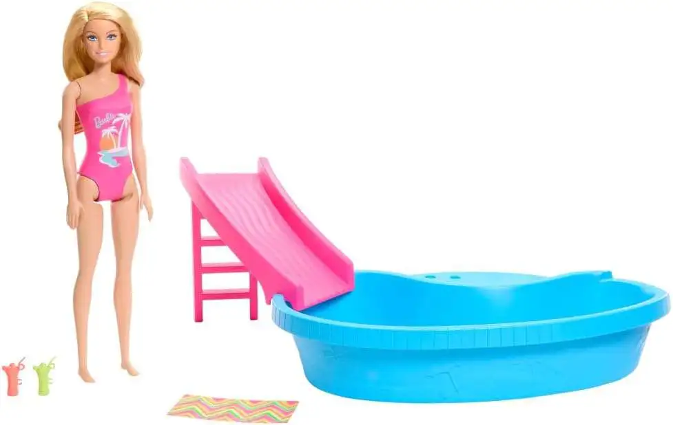 Barbie & Pool 13.25-Inch Doll Playset