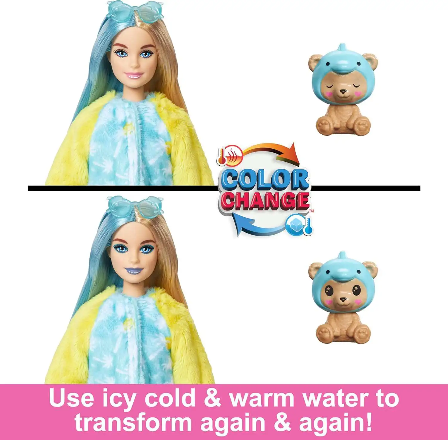 Dolphin Barbie Color Reveal Mega Surprise Barbie Mermaid "Malibu" Doll With Color Change Feature – Dive Into