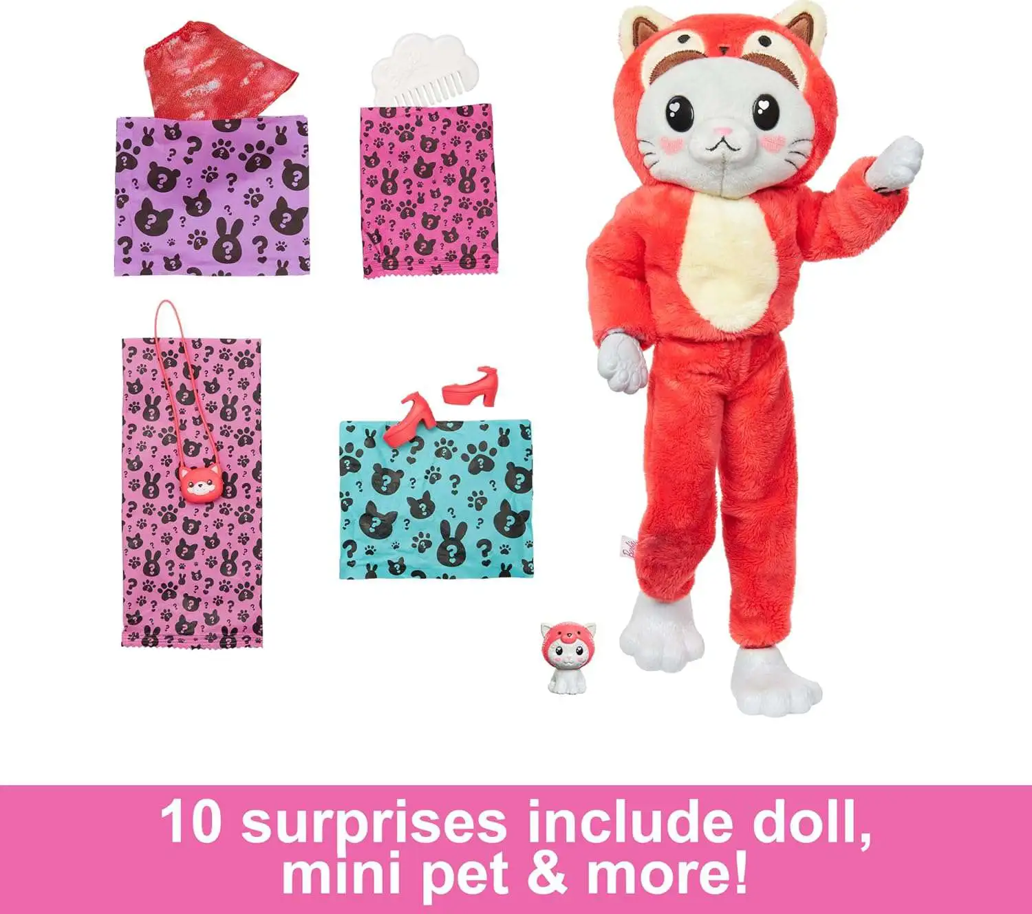 Barbie Cutie Reveal Costume Animal Series Kitten as Red Panda Surprise ...