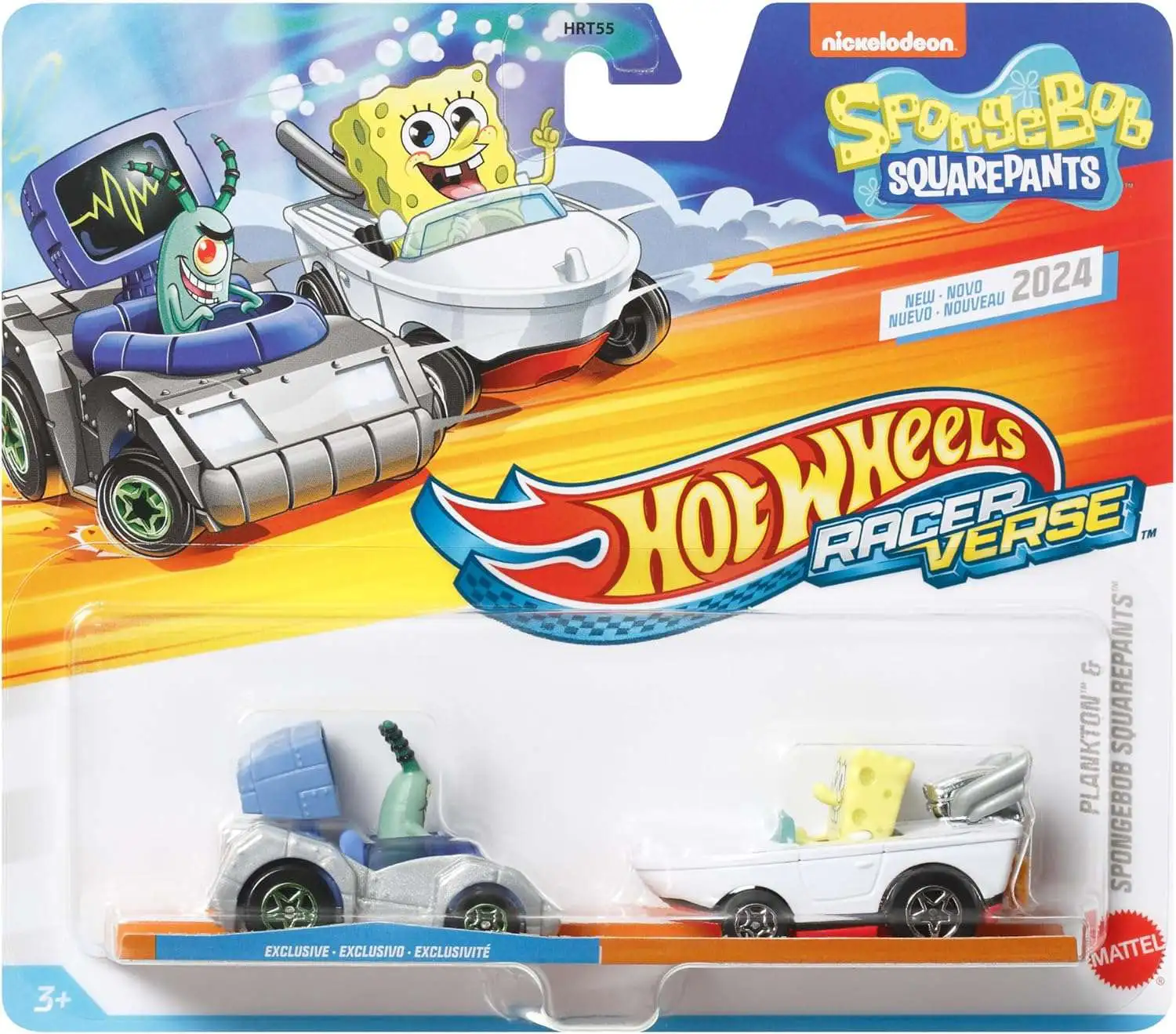 Hot Wheels RacerVerse Spongebob Squarepants Spongebob & Plankton Die Cast Car 2-Pack