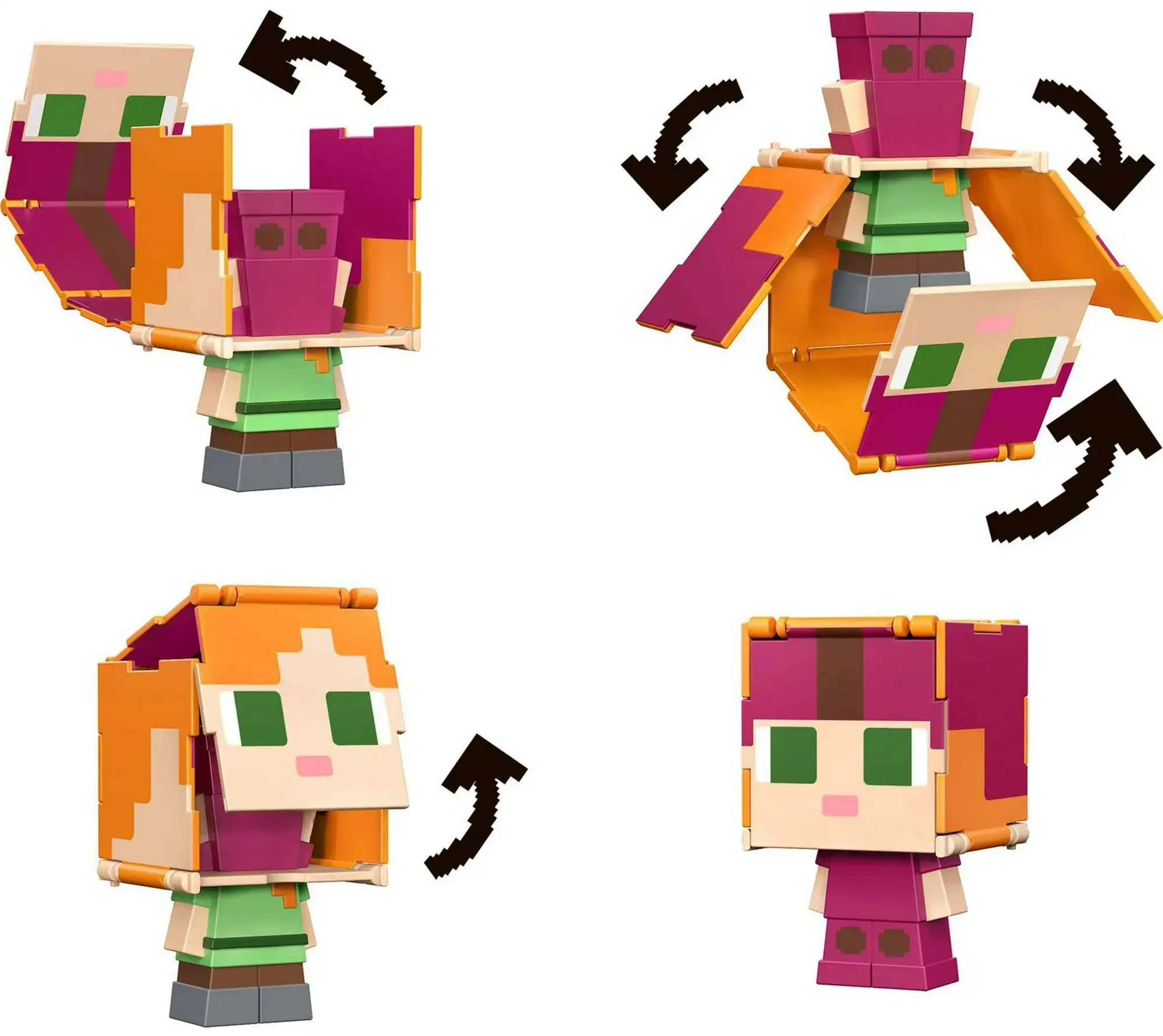 Minecraft Flippin Figs Alex Alex in Leather Armor Pink Axolotl