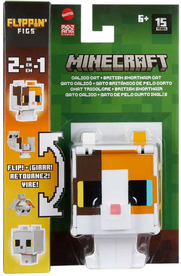 Minecraft Flippin' Figs Calico Cat & British Shorthair Cat Action Figure