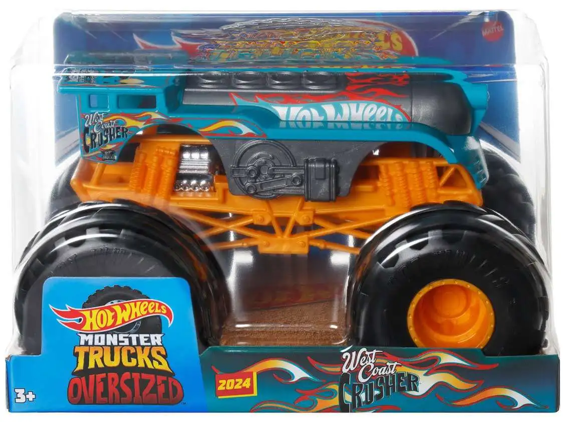 Hot Wheels Monster Trucks Oversized West Coast Crusher 124 Diecast Car ...