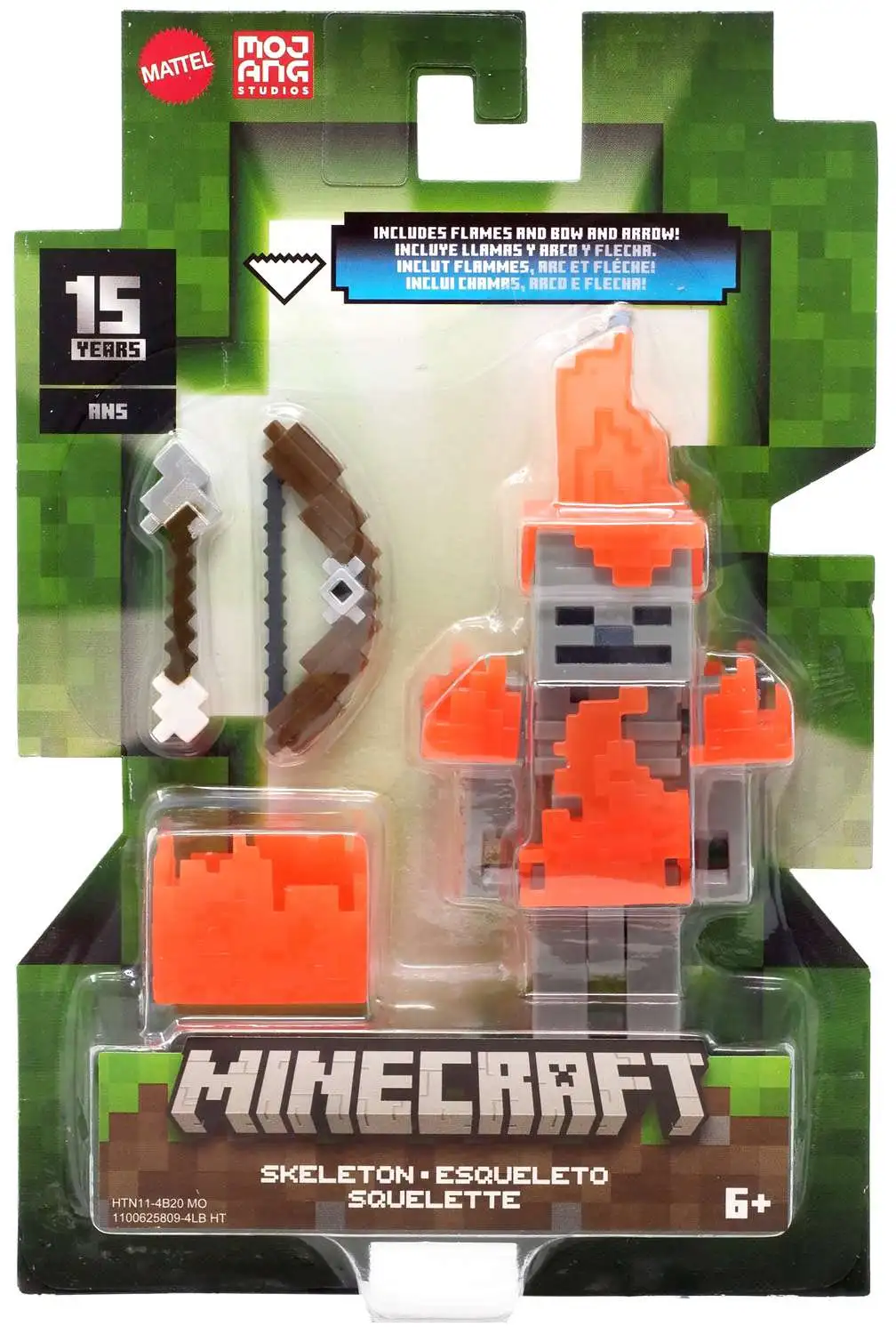 Minecraft Skeleton 3.25 Action Figure with Flames Mattel Toys ToyWiz