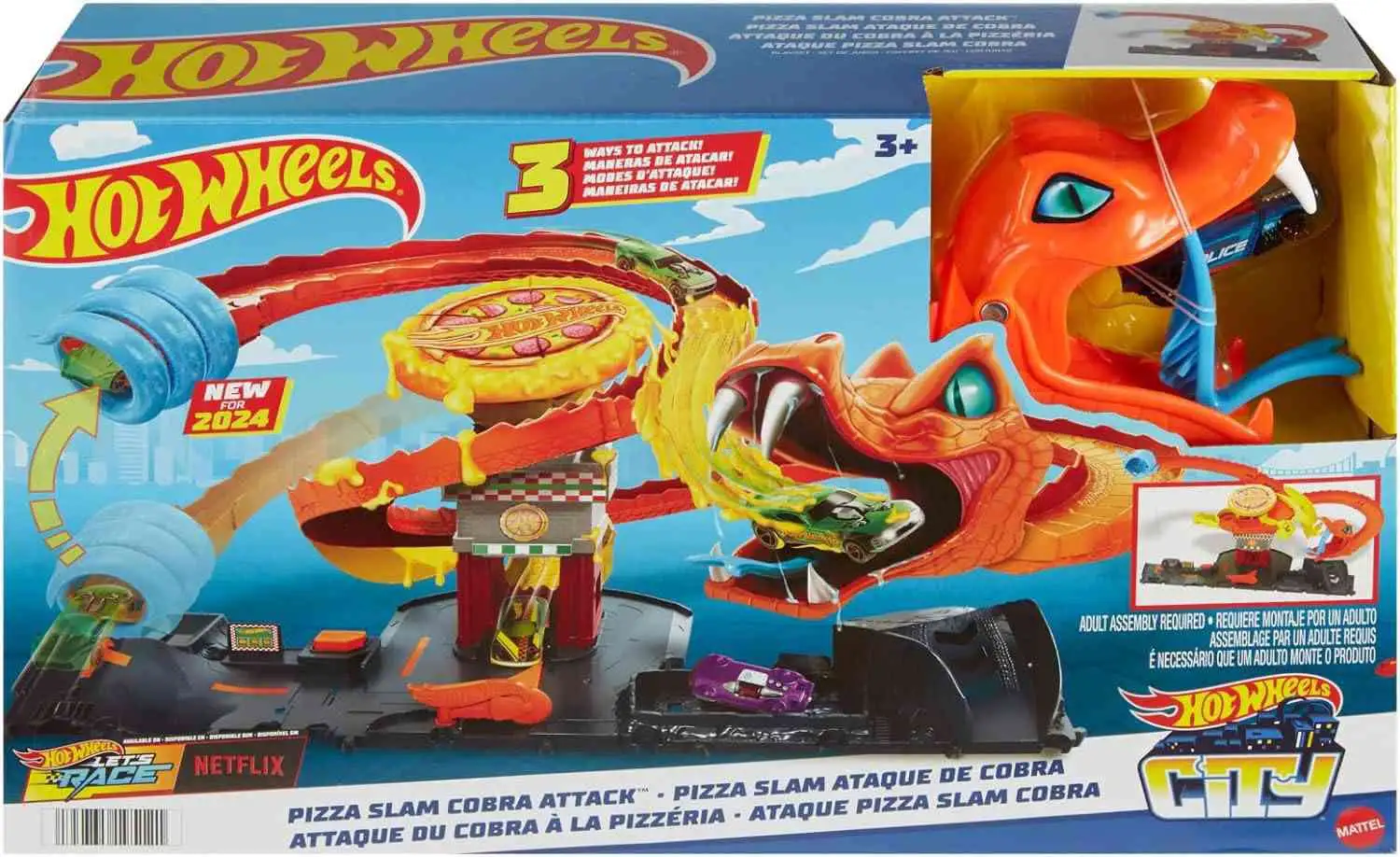 Hot Wheels Let's Race City Pizza Slam Cobra Attack Diecast Car Playset [Damaged Package]