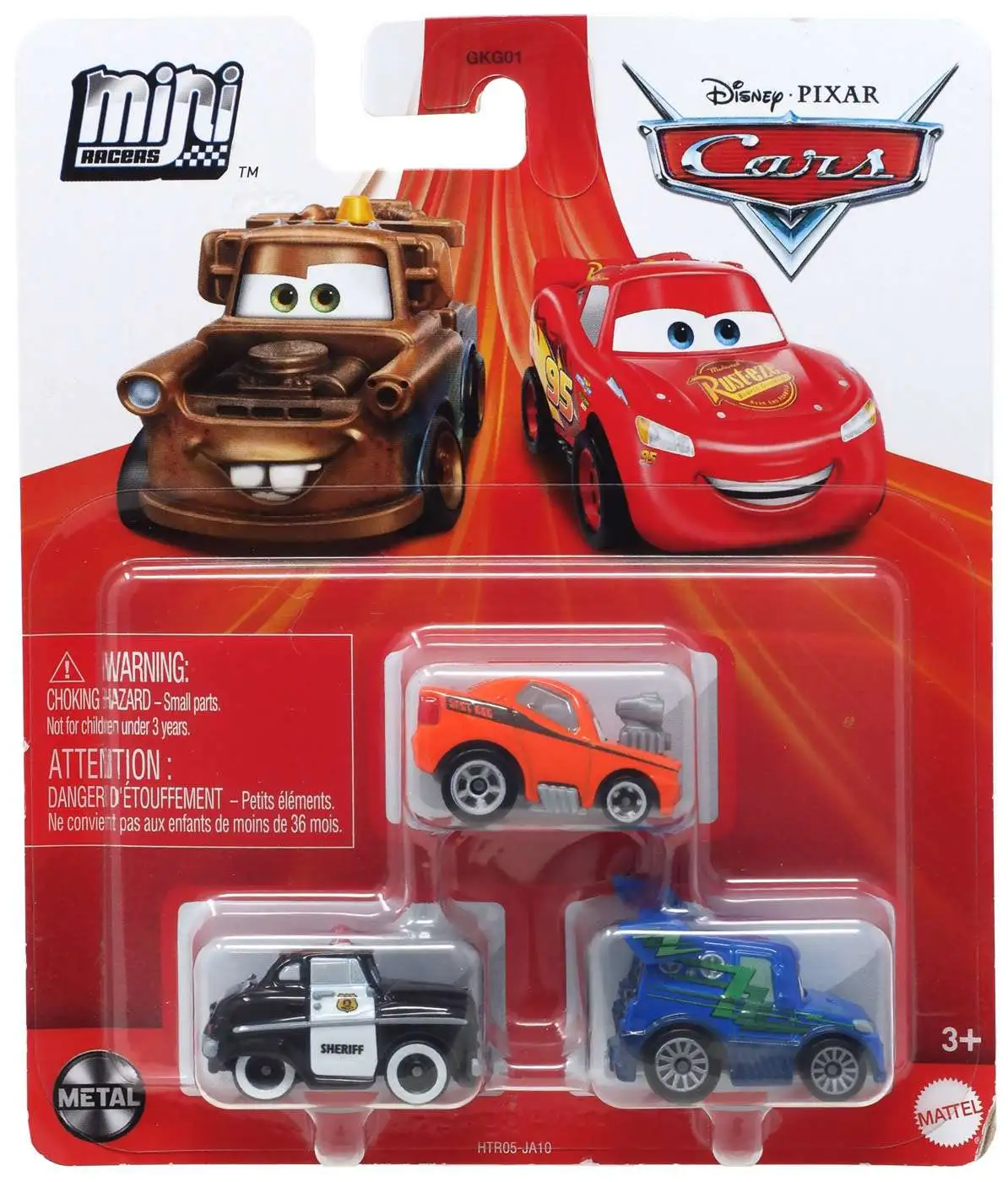 Disney / Pixar Cars On The Road Die Cast Metal Mini Racers Snot Rod, DJ & Sheriff Car 3-Pack