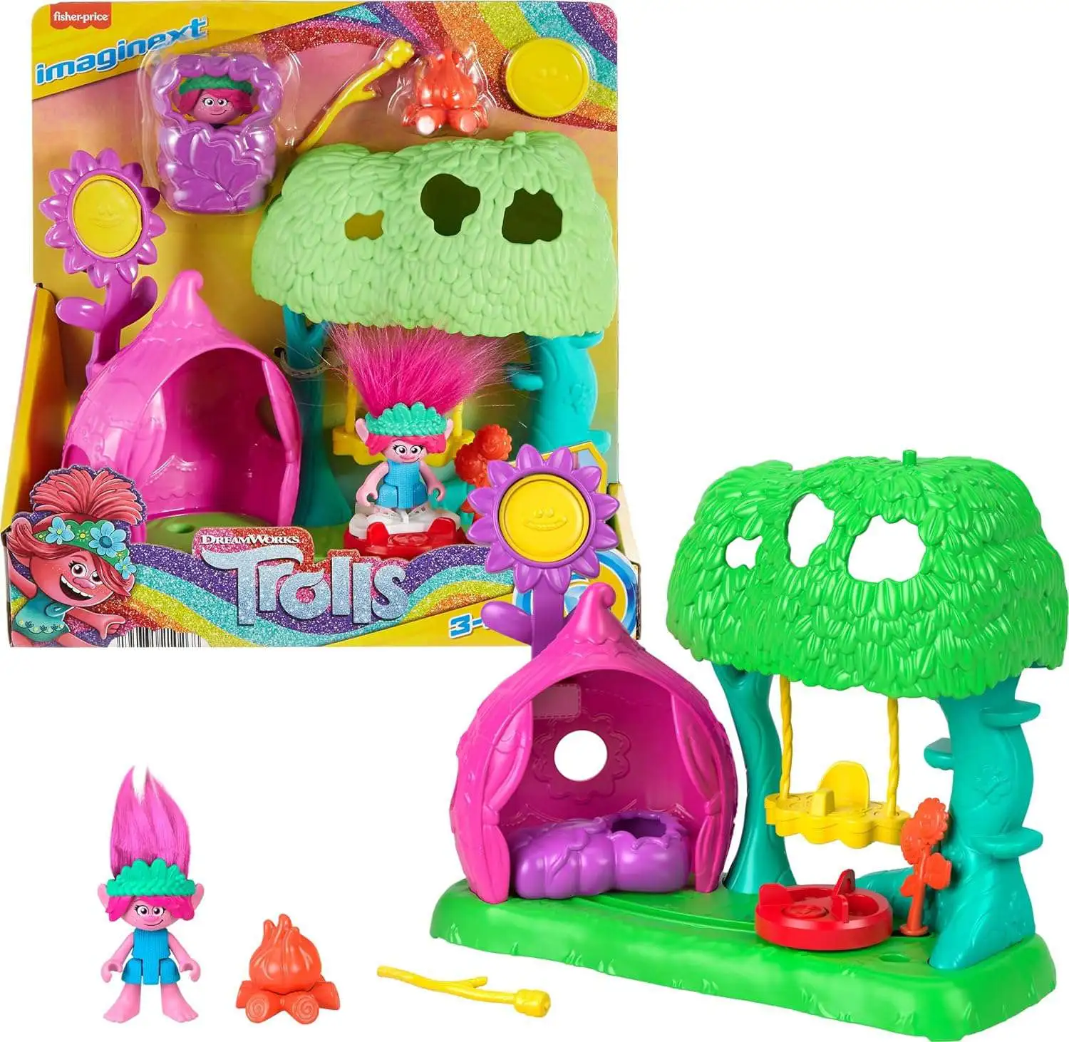 Fisher Price Trolls Imaginext Flower Fun Campsite Playset [with Poppy!]