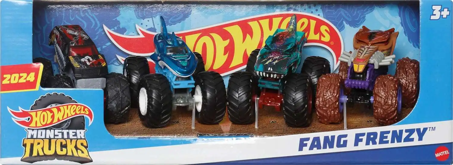 Hot Wheels Monster Trucks Fang Frenzy Diecast Car 4-Pack Mattel