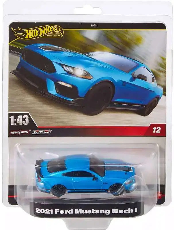 Hot Wheels Premium Real Riders 2021 Ford Mustang Mach 1 143 Die Cast Car Blue Mattel ToyWiz