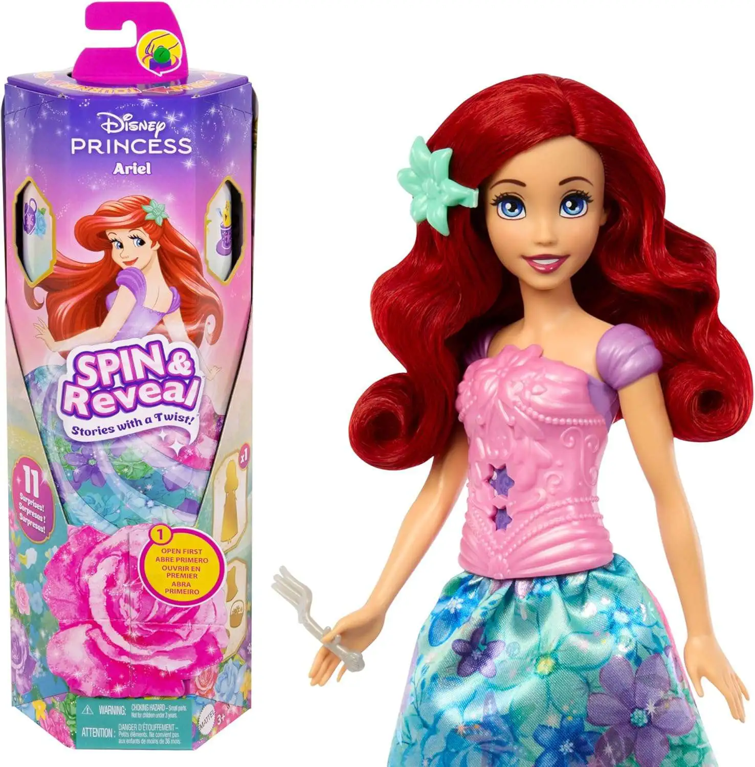 Disney Princess Spin Reveal Ariel Doll 11 Surprises Mattel ToyWiz