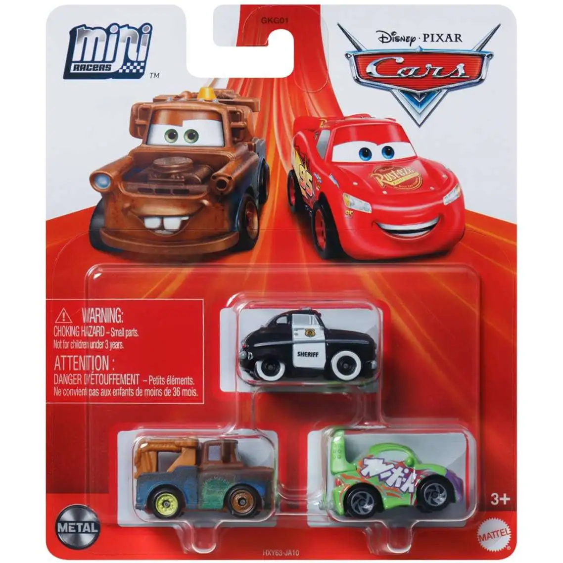 Disney Pixar Cars Die Cast Metal Mini Racers Mater Sheriff Wingo Car 3 Pack Mattel ToyWiz