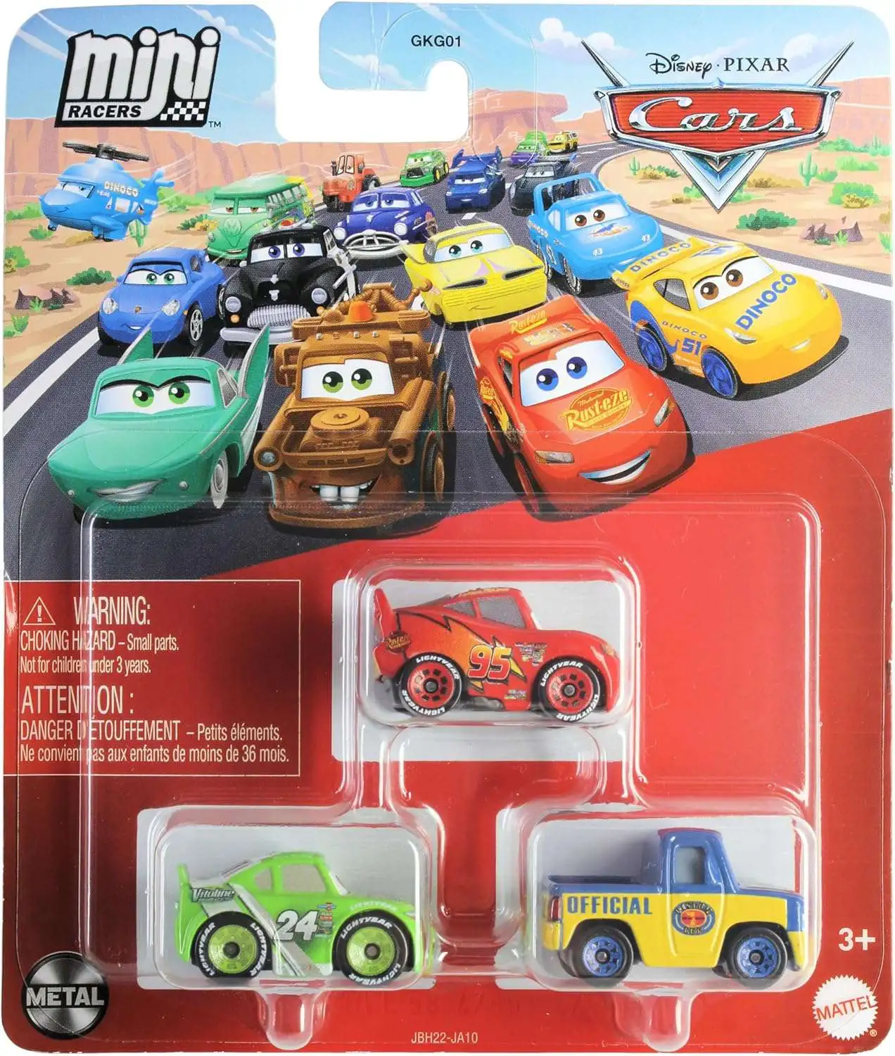 Disney / Pixar Cars Die Cast Metal Mini Racers Brick Yardley, Lightning McQueen & Dexter Hoover Car 3-Pack