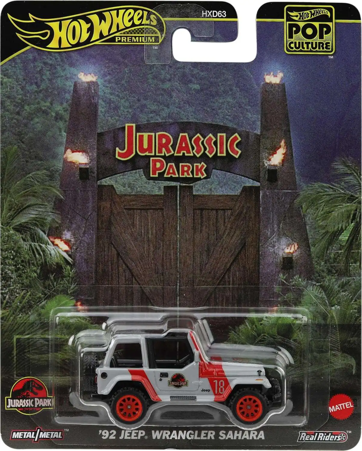 Hot Wheels Jurassic Park Premium POP Culture '92 Jeep Wrangler Sahara Premium Diecast Car