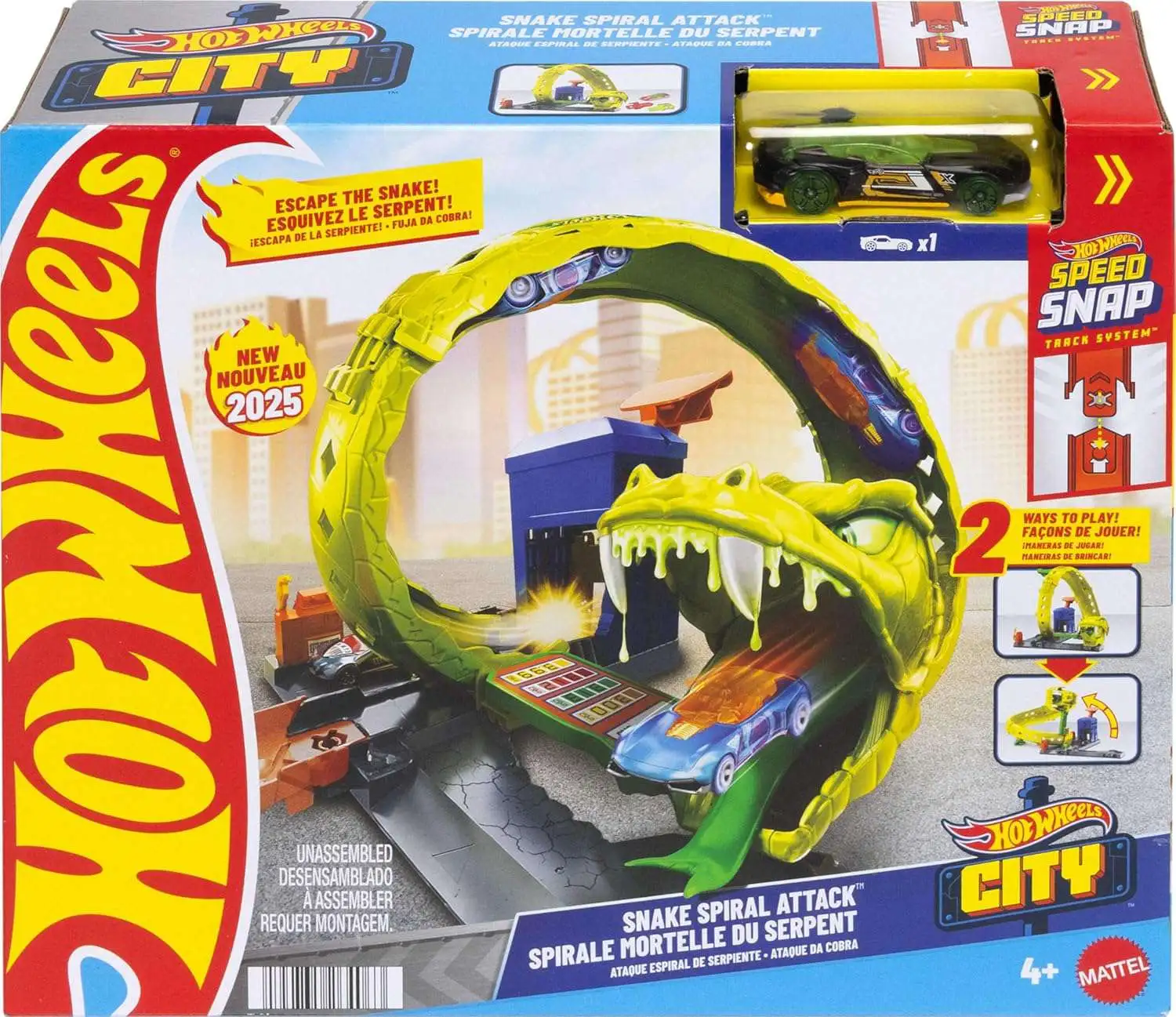 Hot Wheels City Snake Spiral Attack Track Set