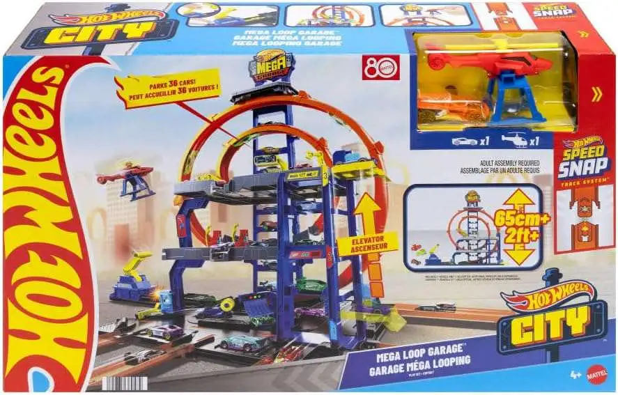 Hot Wheels Speed Snap City Mega Loop Garage 164 Track Set Mattel