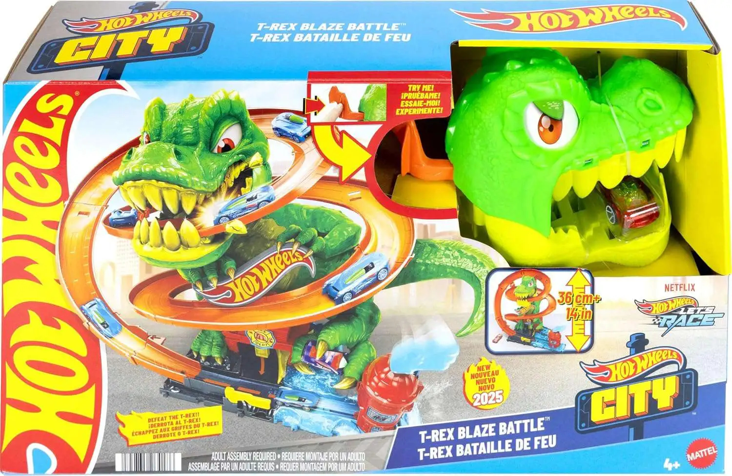 Hot Wheels City T-Rex Blaze Battle Track Set