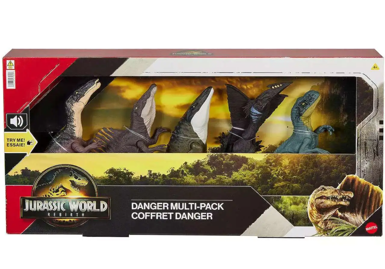 Jurassic World Rebirth Danger Multi Pack Atrociraptor, Quetzalcoaltlus, Spinosaurus, Mosasaurus & Baryonyx Exclusive Action Figure 5-Pack