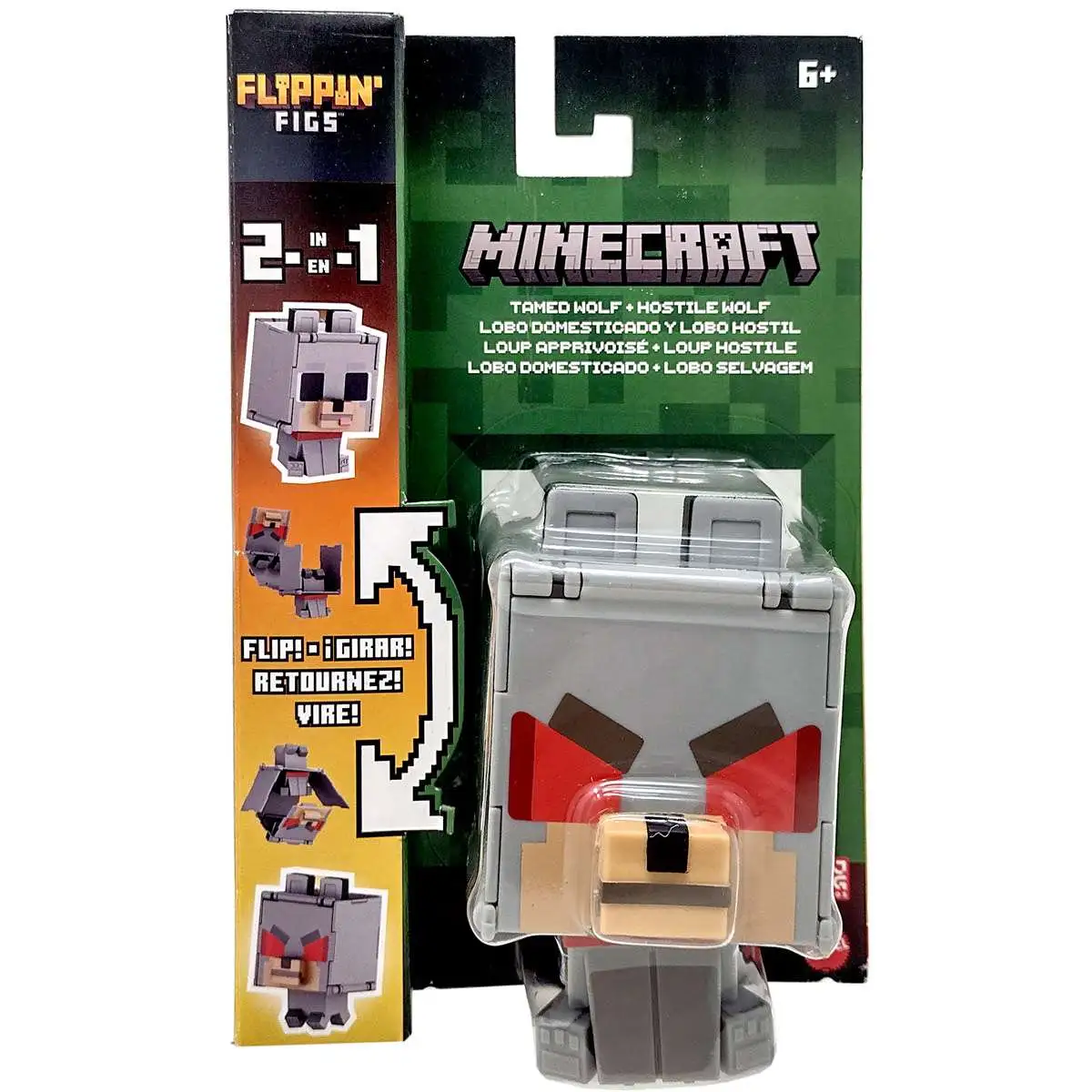 Minecraft Flippin Figs Tamed Wolf Hostile Wolf 3.75 Action Figure