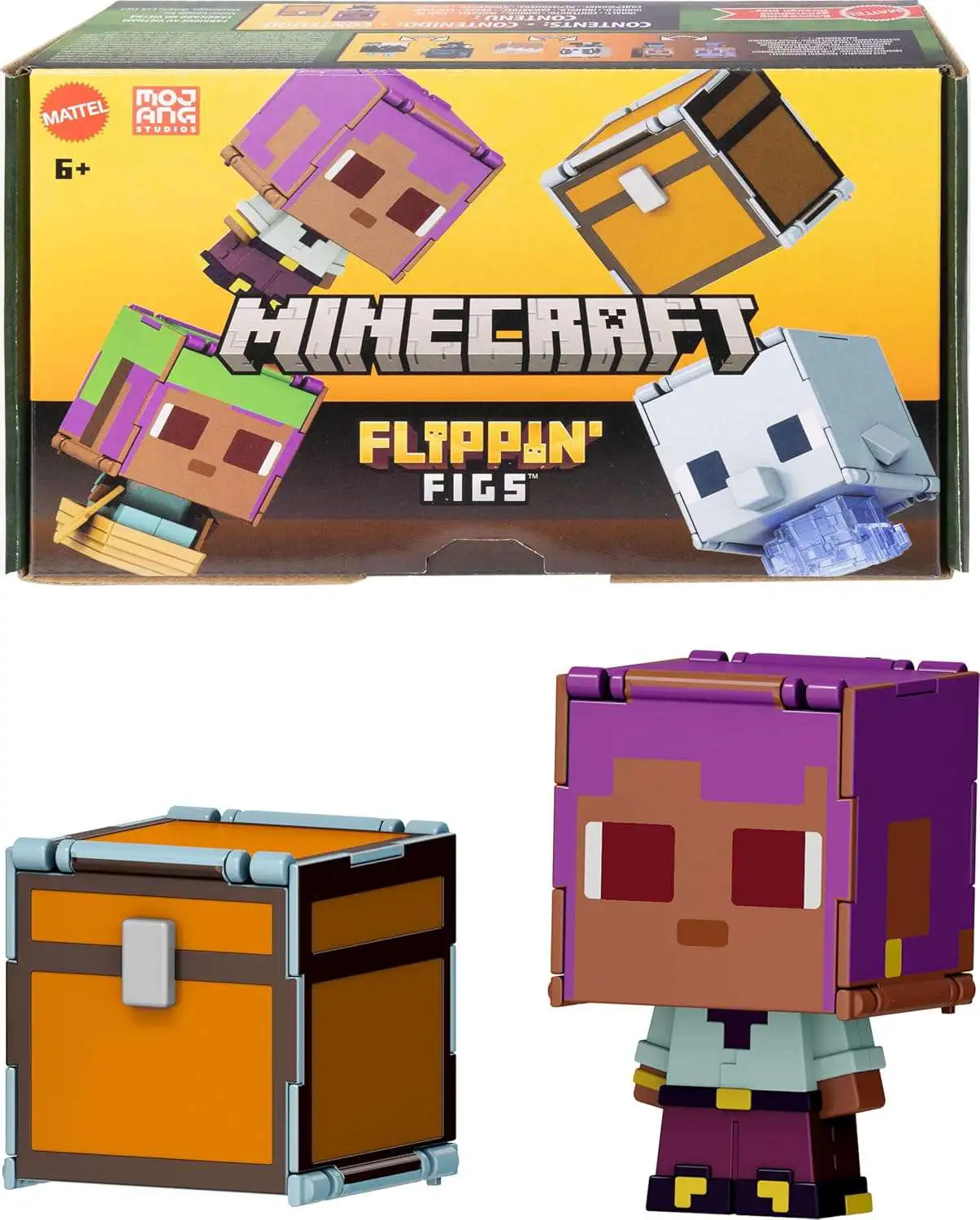 マインクラフト Flippin フィギュア エフェ イルカ マイクラ Minecraft Flippin Figs EFE Sailboat Dolphin Treasure Chest 3.75