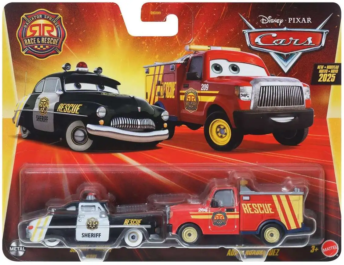 Disney / Pixar Cars Metal Race & Rescue Sheriff & Adam Roadriguez Diecast Car 2-Pack