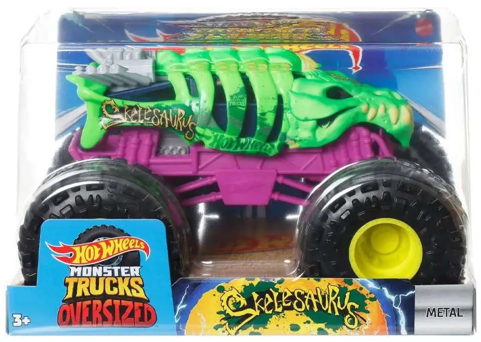 Hot Wheels Monster Trucks Oversized Skelesaurus Diecast Car