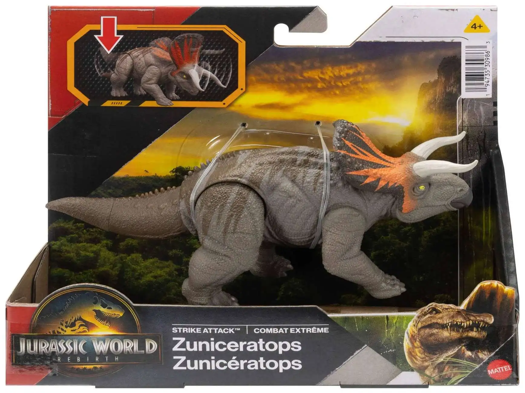 Jurassic World Rebirth Strike Attack Zuniceratops Action Figure