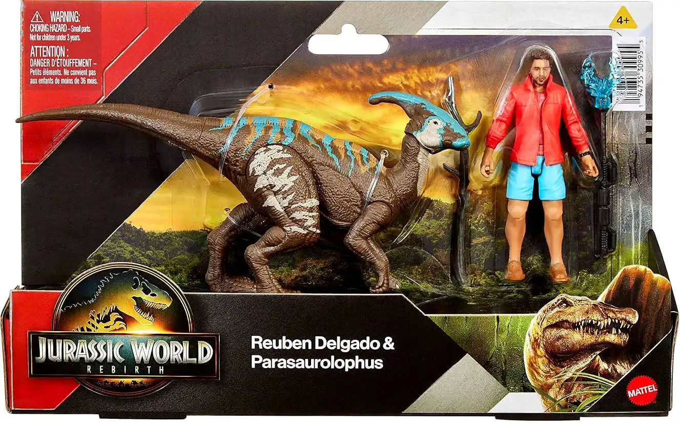 Jurassic World Rebirth Reuben Delgado & Parasaurolophus Action Figure & Dinosaur