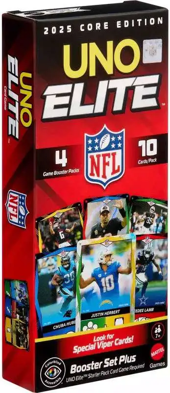 UNO Elite NFL 2025 Core Edition Football Booster Set Plus [4 Packs]