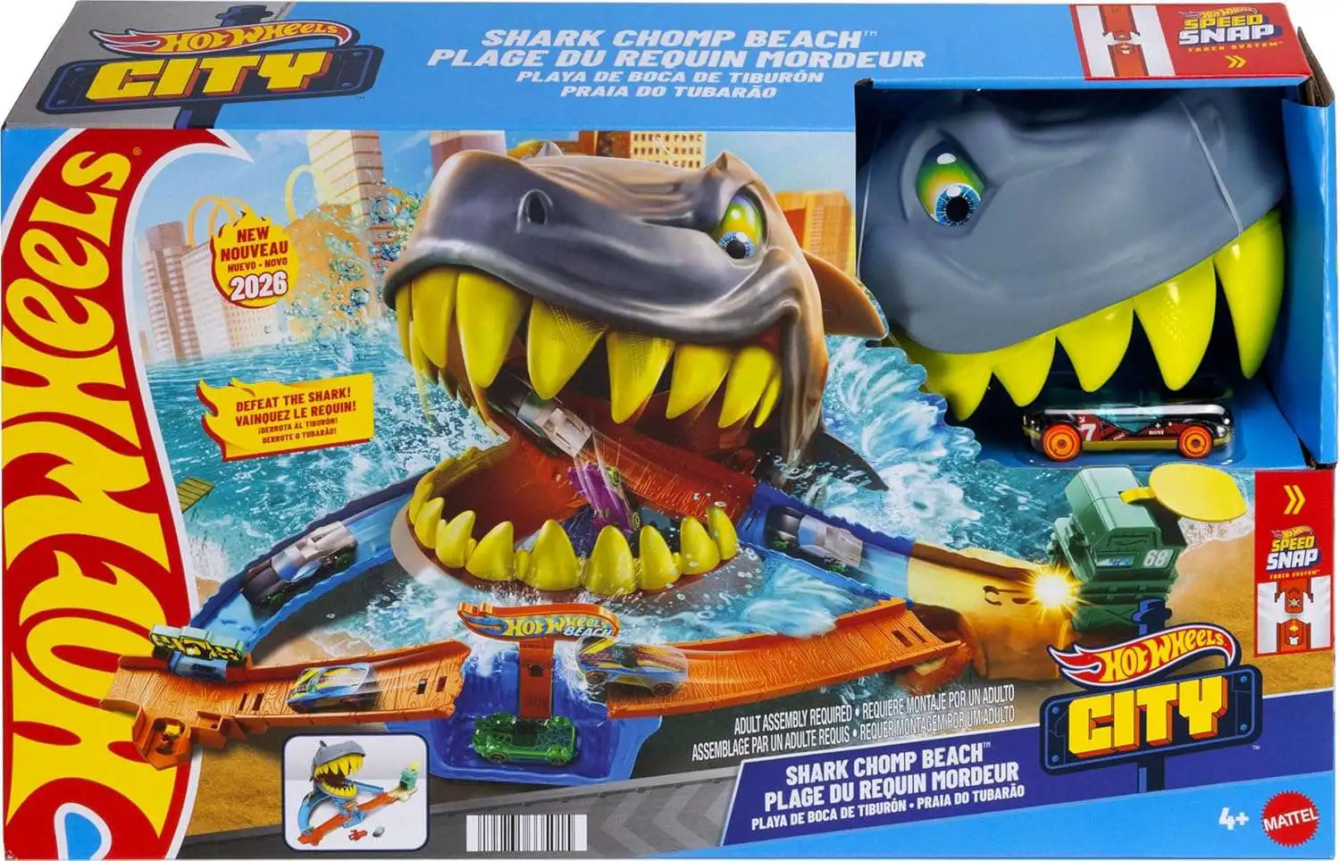 Hot Wheels Speed Snap City Shark Chomp Beach 164 Track Set Mattel