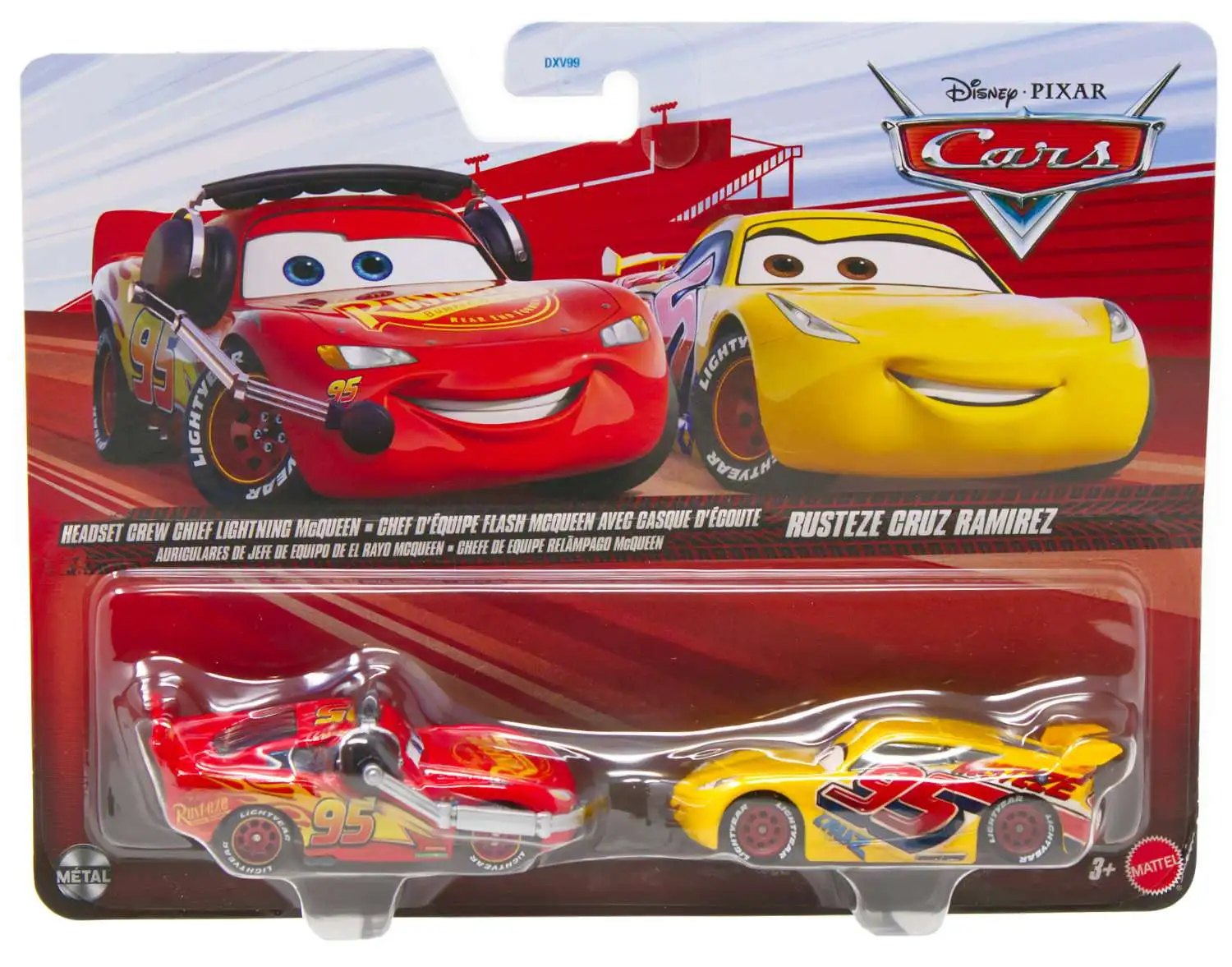 Disney / Pixar Cars Metal Headset Crew Chief Lightning McQueen & Rusteze Cruz Ramirez Diecast Car 2-Pack