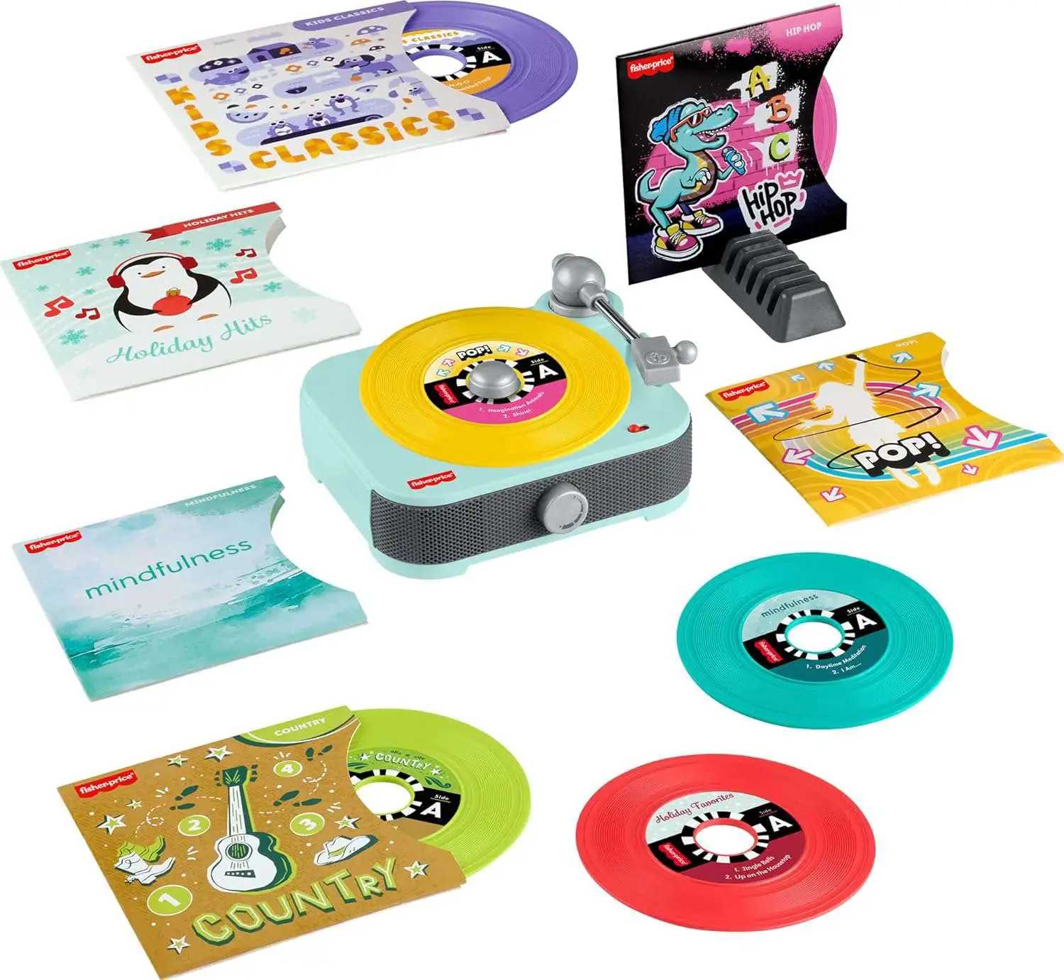 Fisher Price Rockin' Record Player Exclusive Deluxe Playset [Includes 5 Albums + HOLIDAY HITS!]