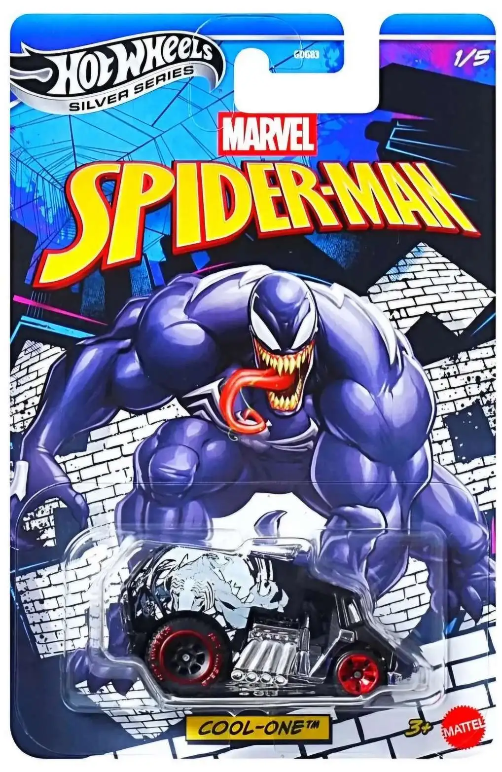 Hot Wheels Marvel Spider-Man Silver Series Cool-On Diecast Cars [Venom]