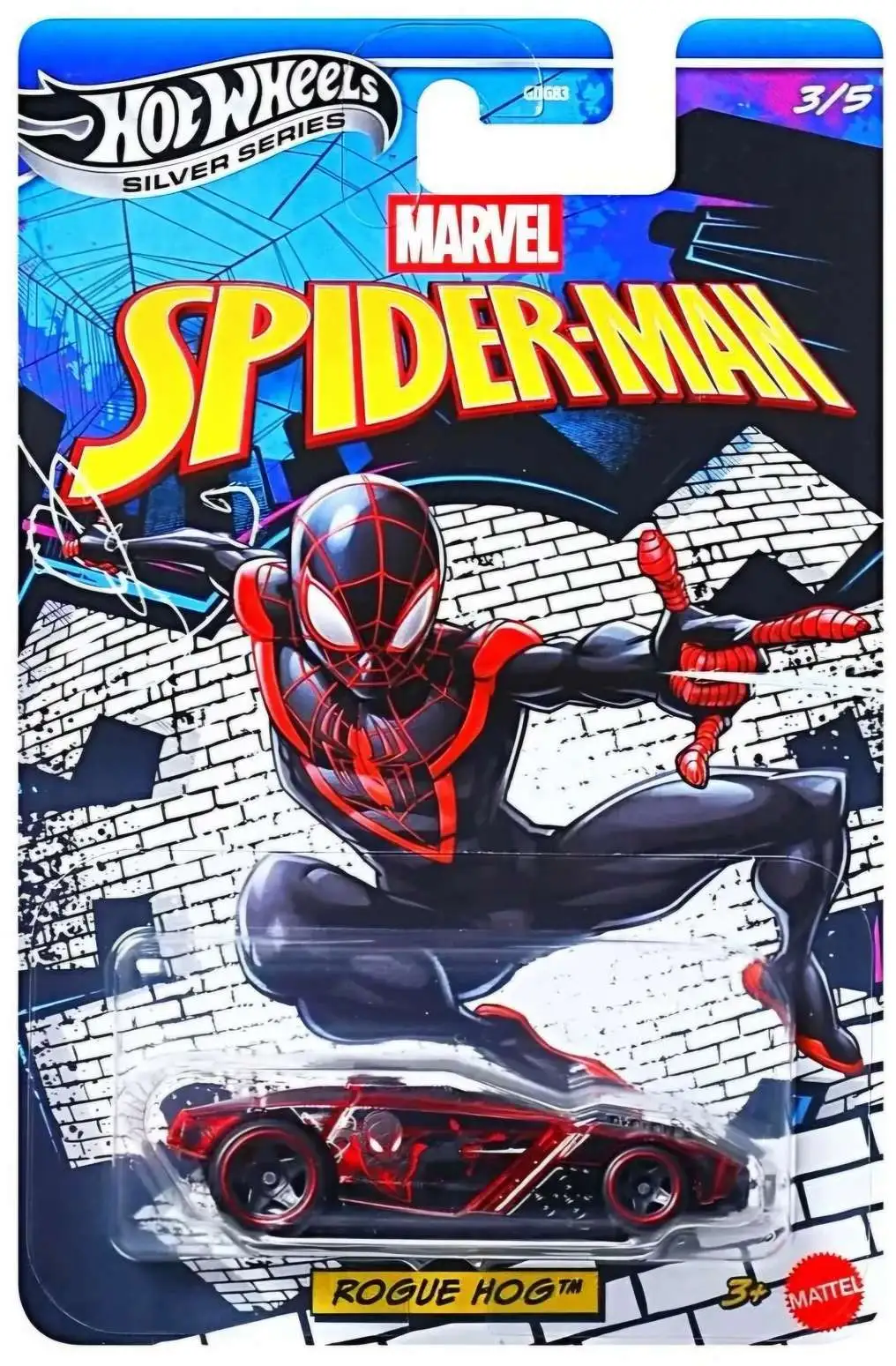 Hot Wheels Marvel Spider-Man Silver Series Rogue Hog Diecast Cars [Miles Morales]