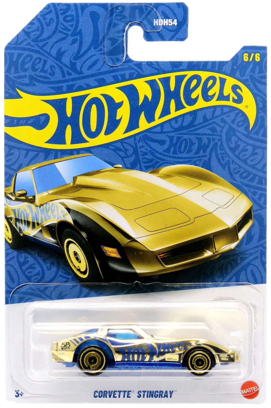Hot Wheels 2025 Blue & Gold Corvette Stingray Diecast Car [Chase Piece]
