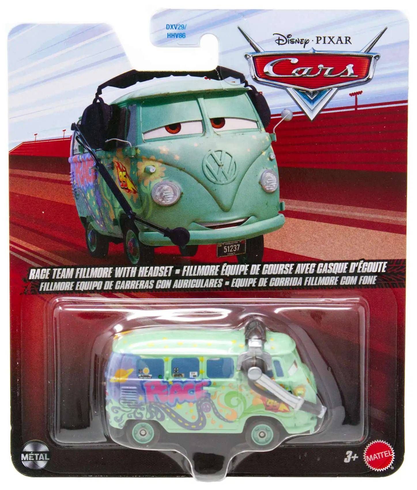 Disney Pixar Cars Cars 3 Metal Race Team Fillmore with Headset 155