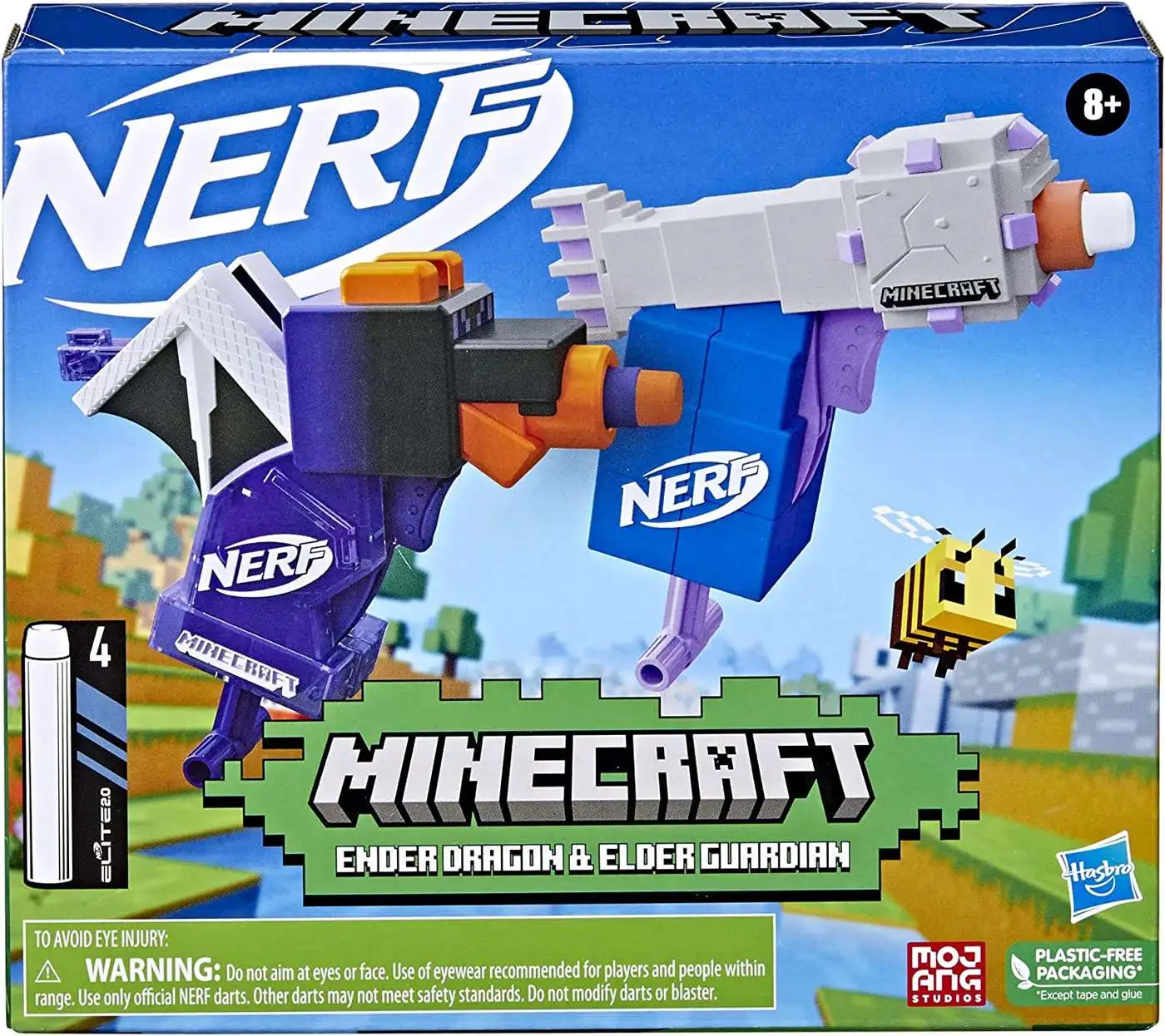 Nerf MicroShots Minecraft Ender Dragon Mini Kids Toy Blaster with 2 Darts