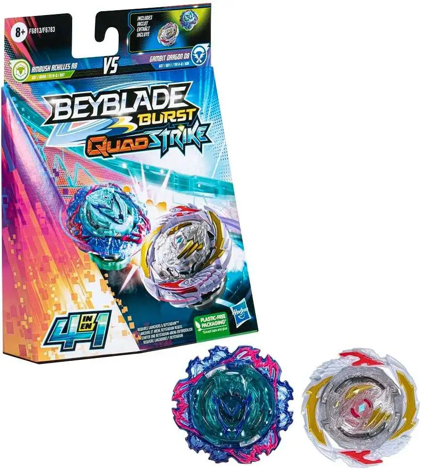 Beyblade Burst QuadStrike Ambush Chilles R8 Gambit Dragon D8 Dual